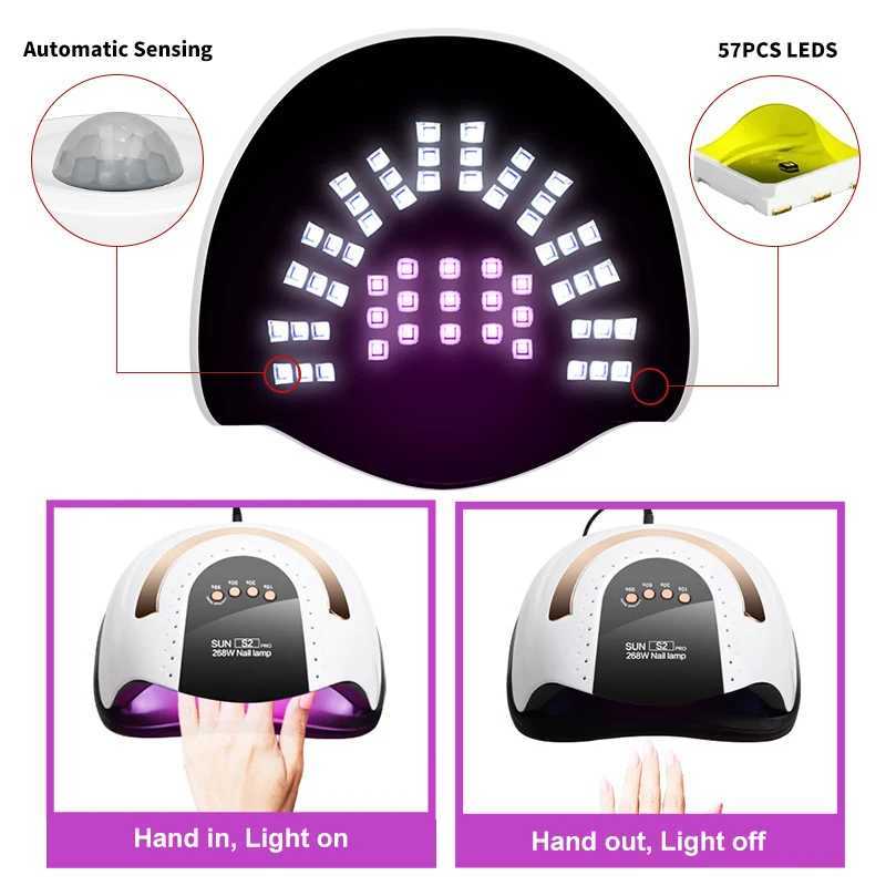 268W Professional UV LED Nail Drying Lamp for Nails Gel Polish Dryer with 4 Timer Setting Auto Sensor Manicure Light Equipment L251030