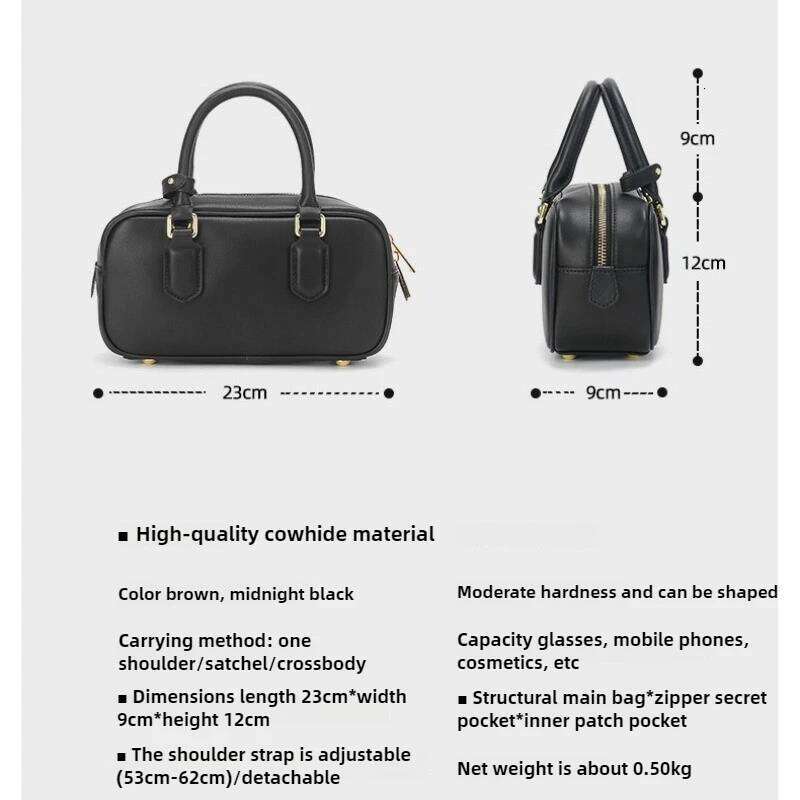 2025 Autumn Winter Leather Designer Bowling Large Capacity Commuter Shoulder Oblique Span Women's Crossbody Bag High Quality