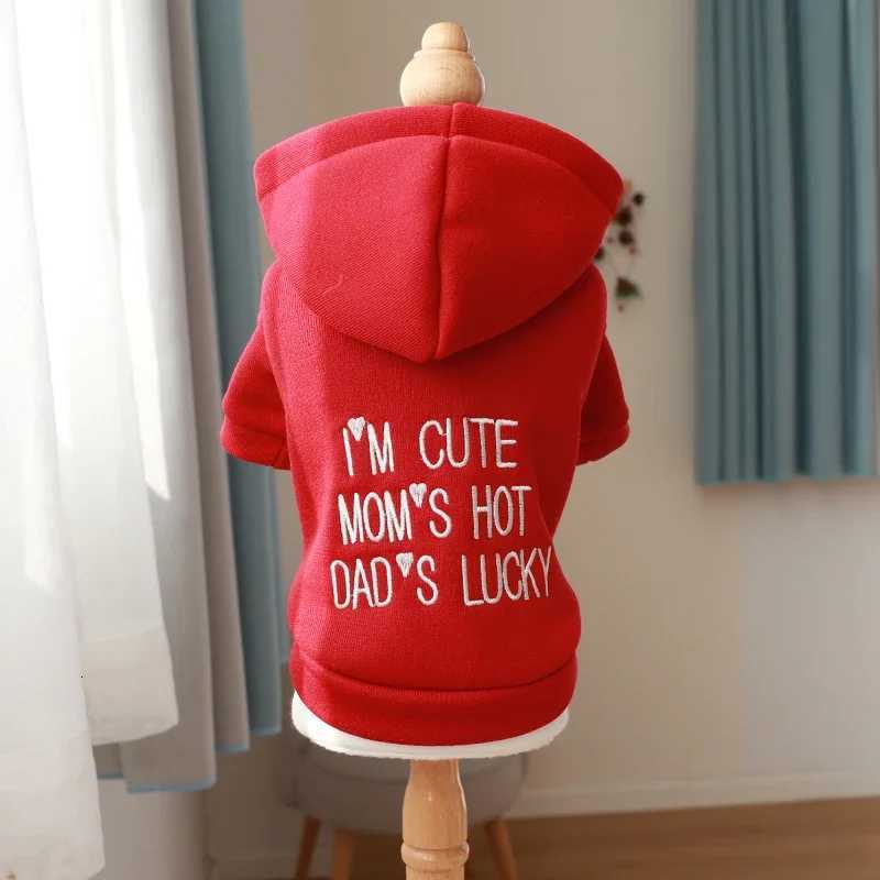 Pet Clothes Dog Cat Antihair Loss Autumn Thickened Warm Red Letter Embroidered Hooded Sweater et C251030