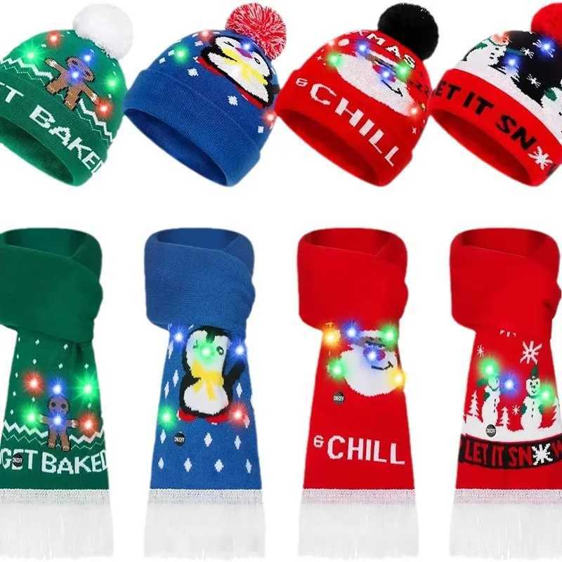 Reindeer Pattern Knit Hat Scarf Set Christmas Fair Isle Wool Blend Neck Warmer Matching Winter AccessoriesW251029