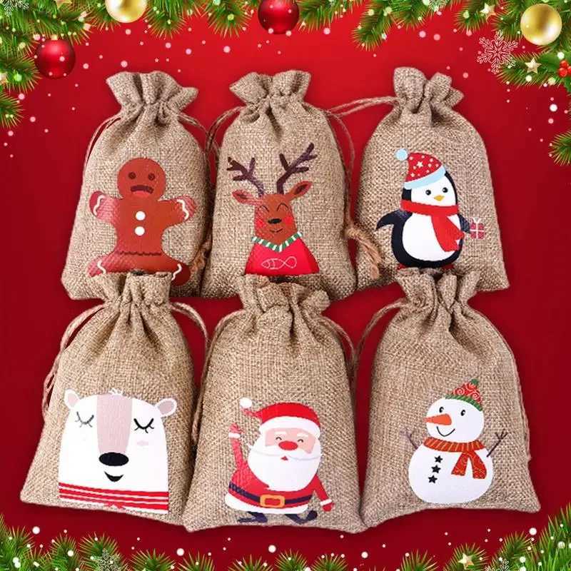 24Pcs DIY Christmas Advent Calendar Gift Bags Merry Christmas Decor For Paper Clips Stickers Cristmas Ornament Xmas Navidad C251030