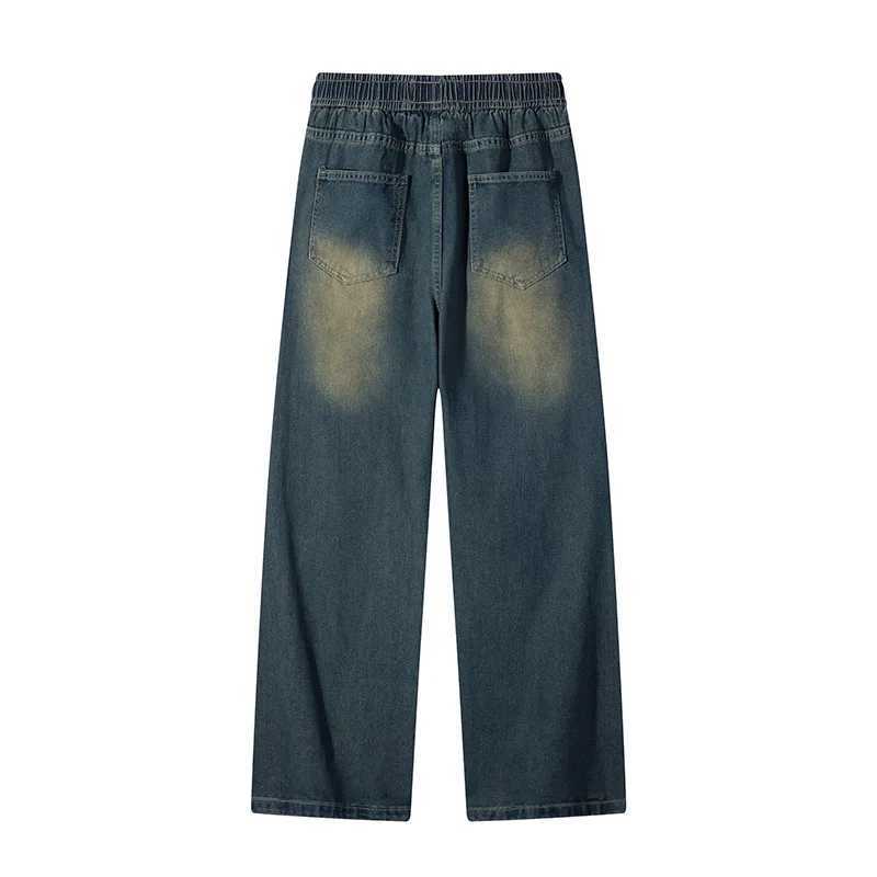 Broken hole jeans mens 2025 summer new loose straight leg American high street wide leg pants trendy brand versatile long pants J251030