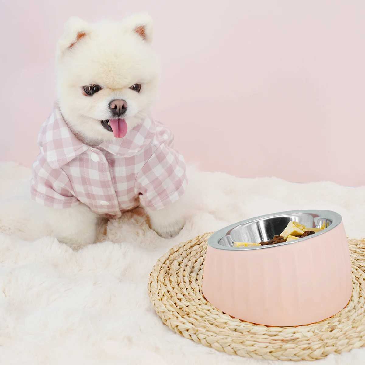 1PC Stainless Steel Dog Bowl With Oblique Mouth To Prevent Tipping Over Nonslip Dog Bowl Cat Feeding Bowl J251113