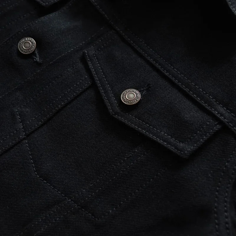 Sauce Zhan Mens Jacket Selvedge Sanforized Denim Doublesided Dyed Vulcanized Black 16 Oz 251029