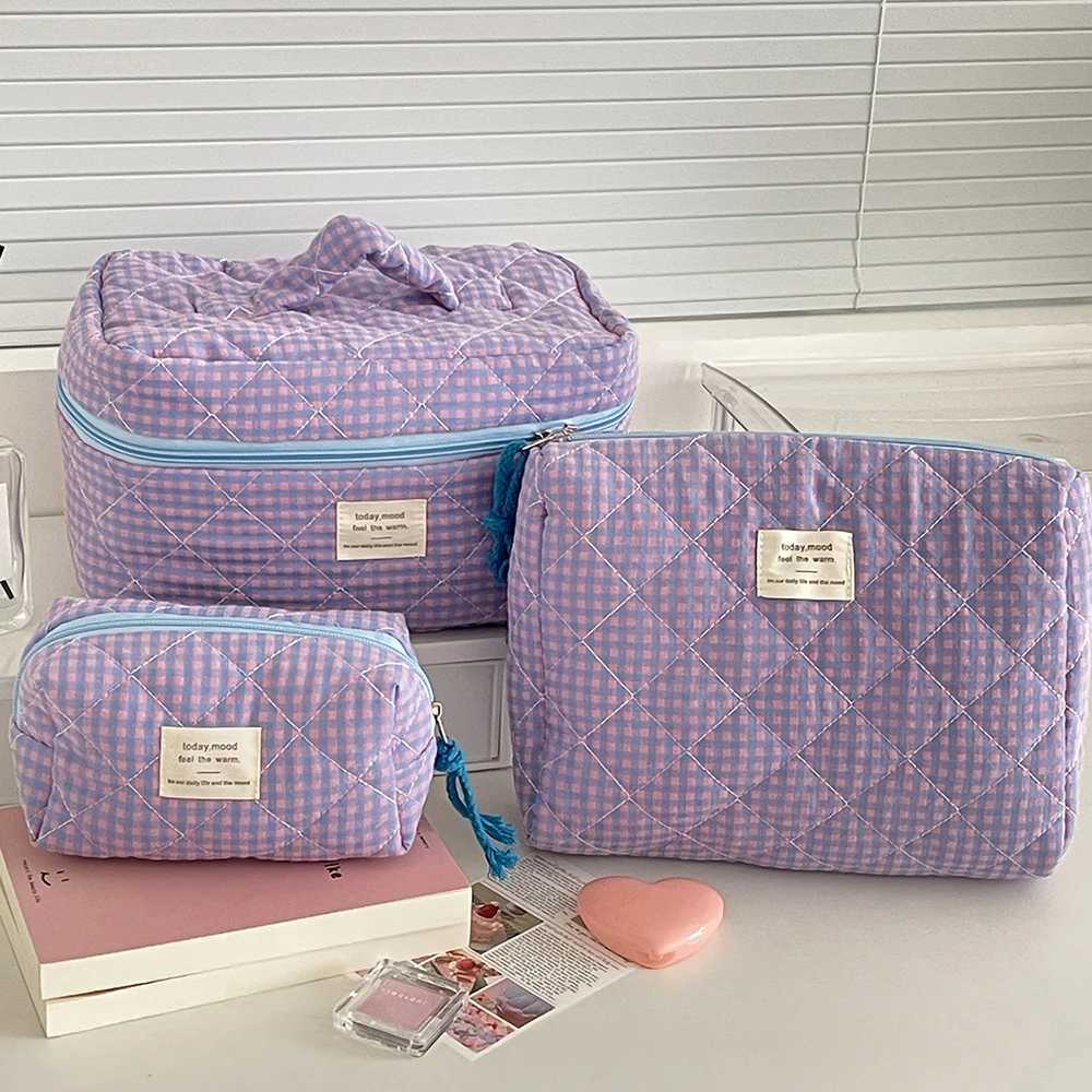 3 Bags Set Fashion Women Classic Cosmetic Bag Large Capacity Toiletry Makeup Organizer Pouch Ladies Zipper Quilted Bag J251115