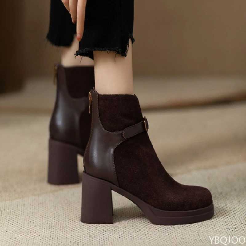 Fashionable versatile thick sole thick heel women boots autumn winter elegant simple high heels leisure comfortable women shoes Z251029