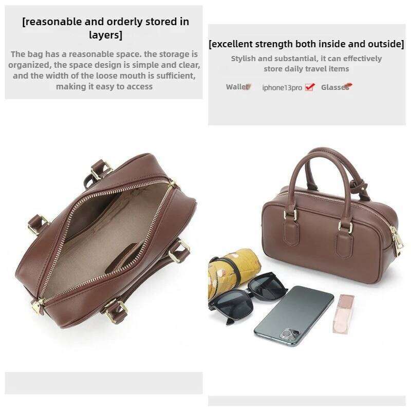 2025 Autumn Winter Leather Designer Bowling Large Capacity Commuter Shoulder Oblique Span Women's Crossbody Bag High Quality