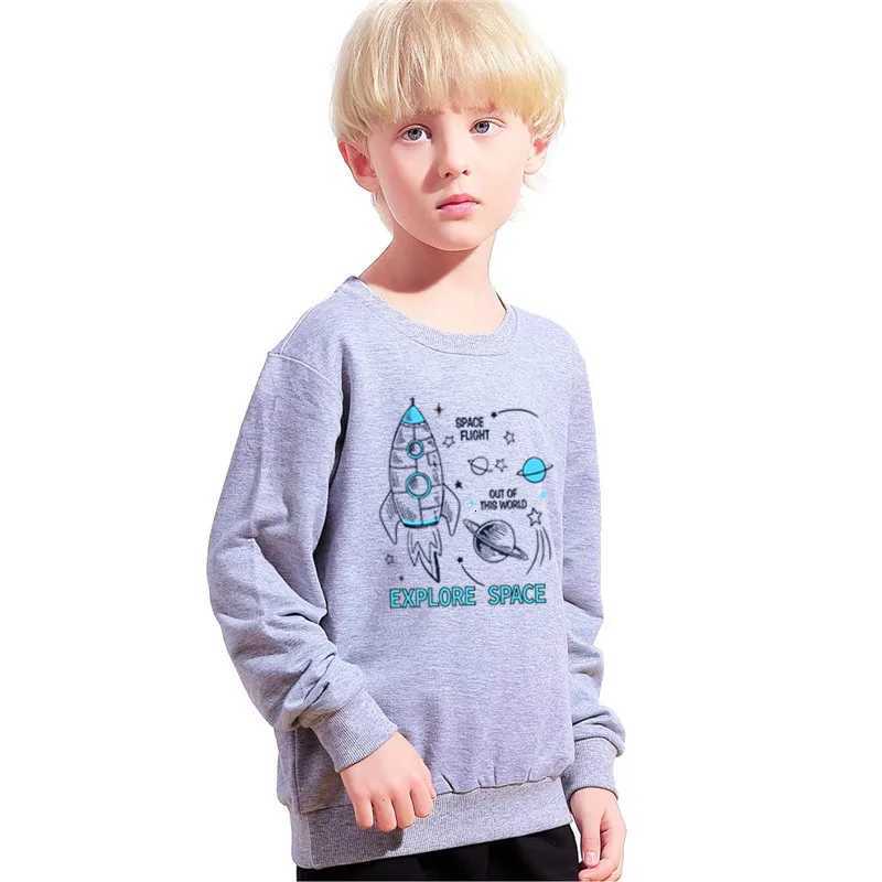 Kids Girls Clothes Autumn Sweatshirt Child Long Sleeved Pullover Top Spring Fashion Planet Rocket Pattern Boy ClothingT251030