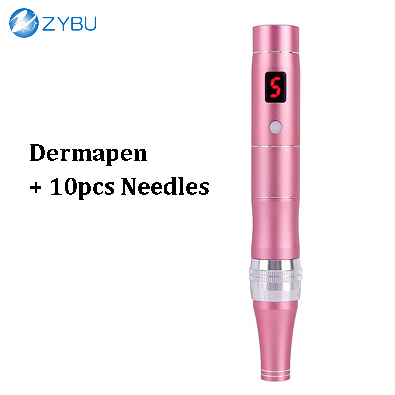 Enhance Absorption Electric Dermapen Home Beauty Tools Nano Derma Pen Micro Needling Roller With 10Pcs Disposable Replacement Head Needle Cartridges