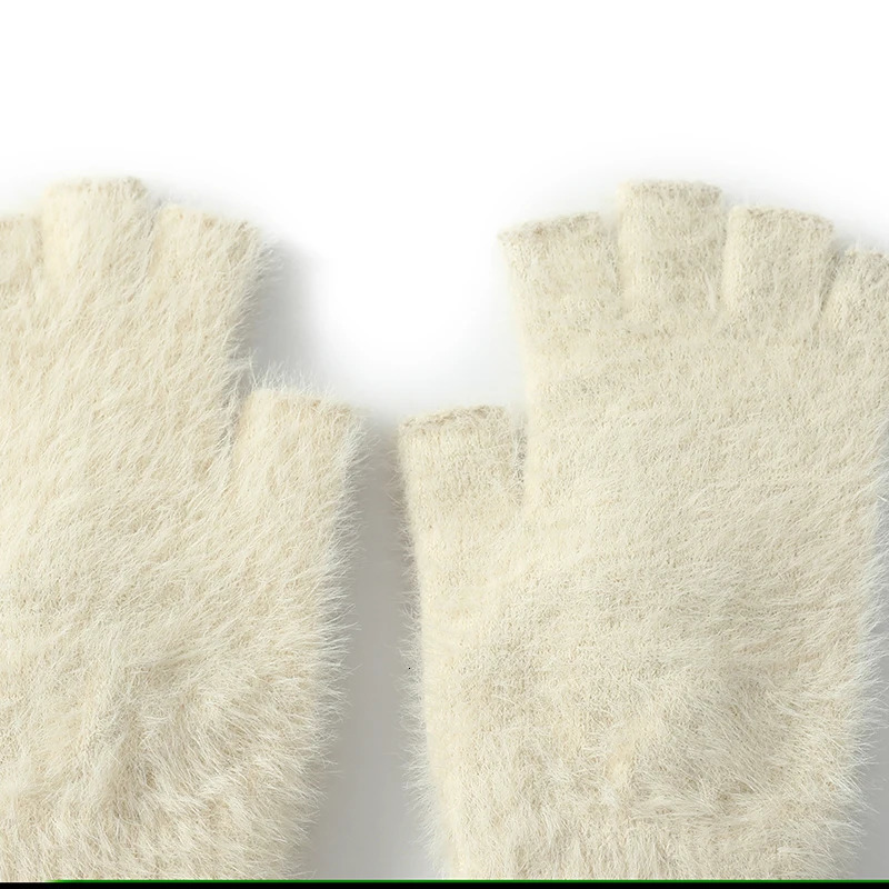 100 Mink Cashmere Mens and Womens Mittens Winter Womens Warm Stretch Knit Halffinger Gloves Classic Womens Gloves 251028