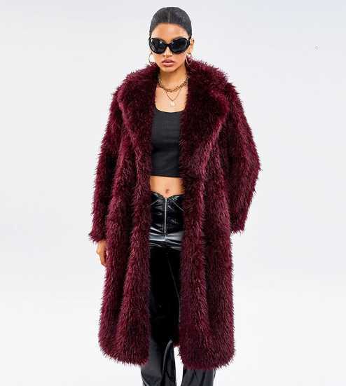 Long faux fur coat in 2025 knee-length white thick formal outerwear Toka eco-friendly fur H251024