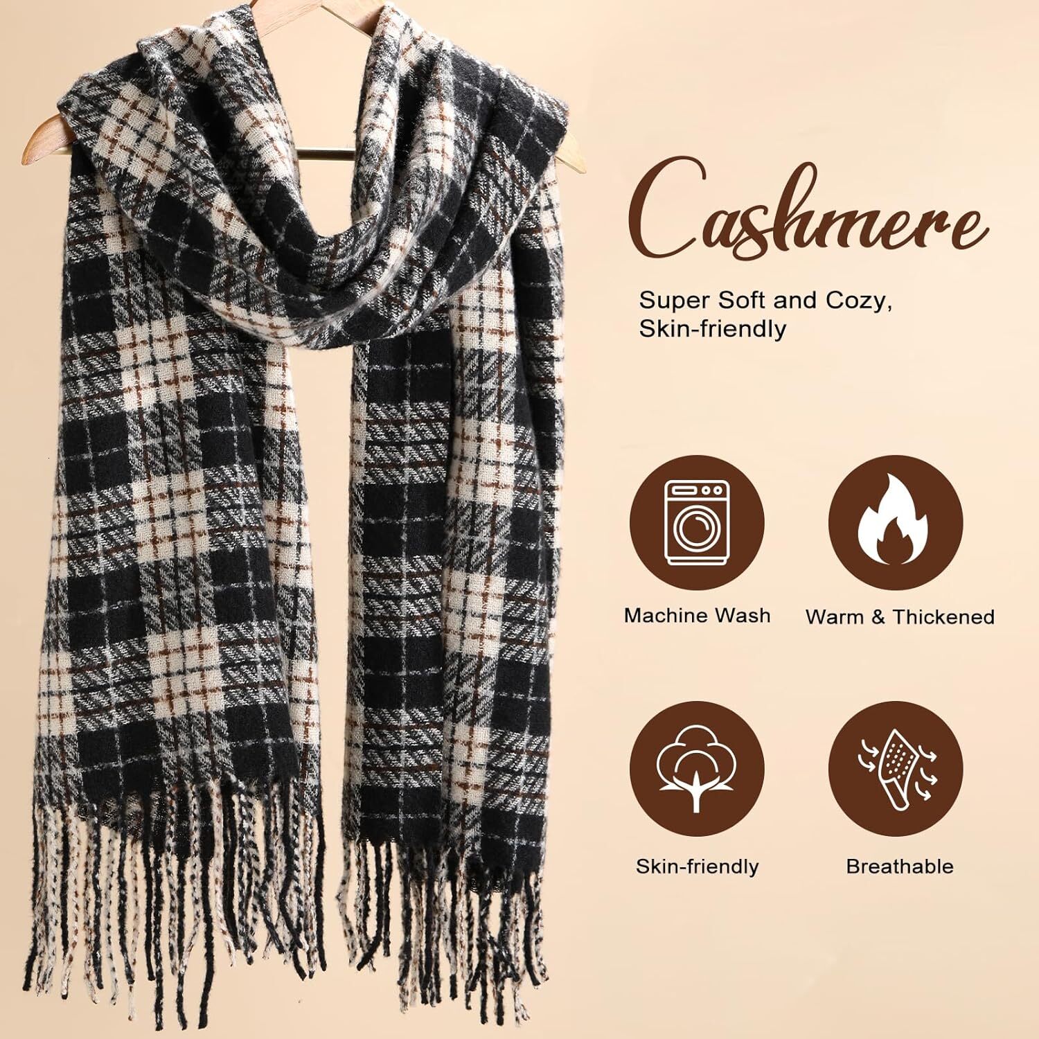 Custom Women's Scarf Warm Pashmina Shawls and Wraps for Evening Dress Winter Fashion Scarves Ladies Christmas Gifts