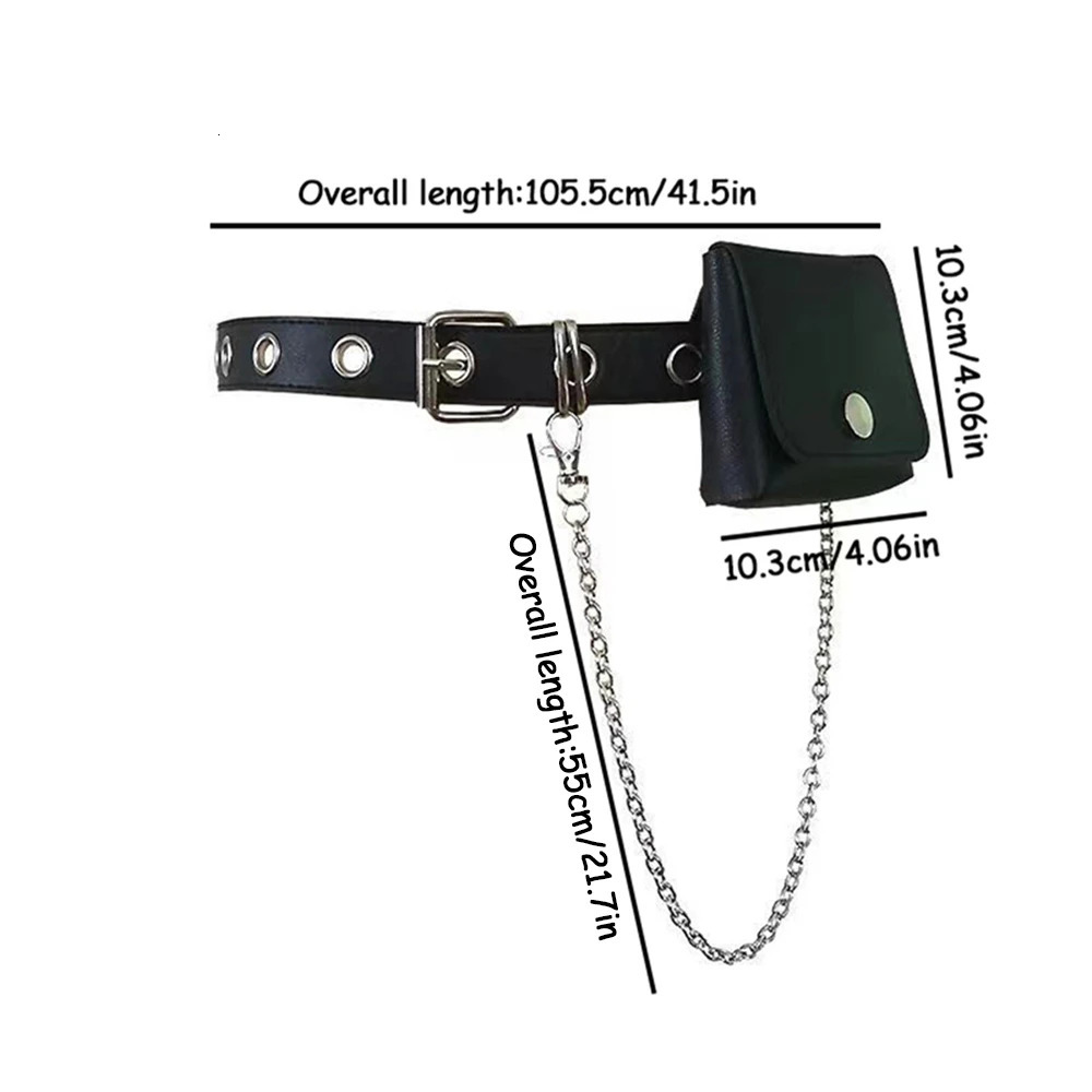Fashion Punk Chain Belt Waist Bag Belt for Women Single Hole Eyelet Waistband Decorative Belts Bag 251030
