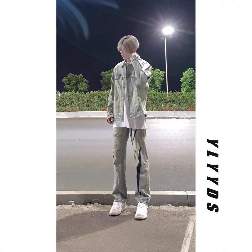 2025 Autumn New Long Sleeve High Designer Coat Street Versatile Denim Jacket Men's Trendy Turn-down Collar Loose Casual Top