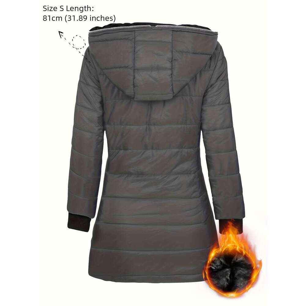Women S Warm Hooded Thick Insulated With Full Zip Closure Long Sleeve Cold Weather Outerwear Elegant Office To Party For Clothes For Jacket Women Wint