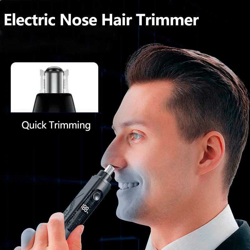 Electric Nose Hair Trimmer for Man Women Digital Display 360 Roating Machine Nose Ear Hair Remove Shaver Razor Detachable Blade M251029