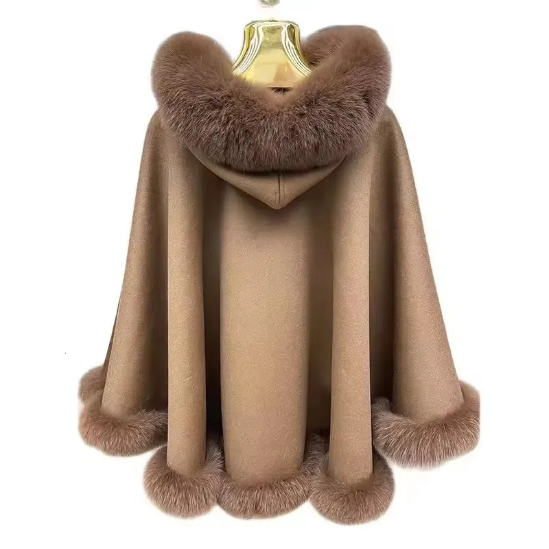 Natural Wool Fur Coat Women Winter Cloak Fox Fur Fashion Jacket Womans Clothing Loose Fit Fourrures Femmes 251029