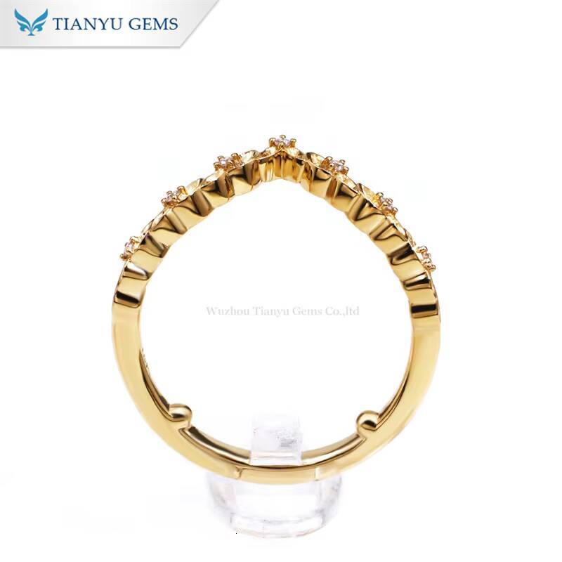 Tianyu Gems 18k 14k 10k Yellow Gold 8x10mm 3carat Oval Moissanite Ring Set DEF Gemstone Wedding Band Engagement Rings for Women