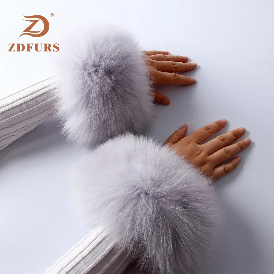 ZDFURS High Quality Fox fur Cuffs Wrist Warmer Genuine Fox Fur Cuff Arm Warmer Lady Bracelet Real Fur Wristband Glove 251028