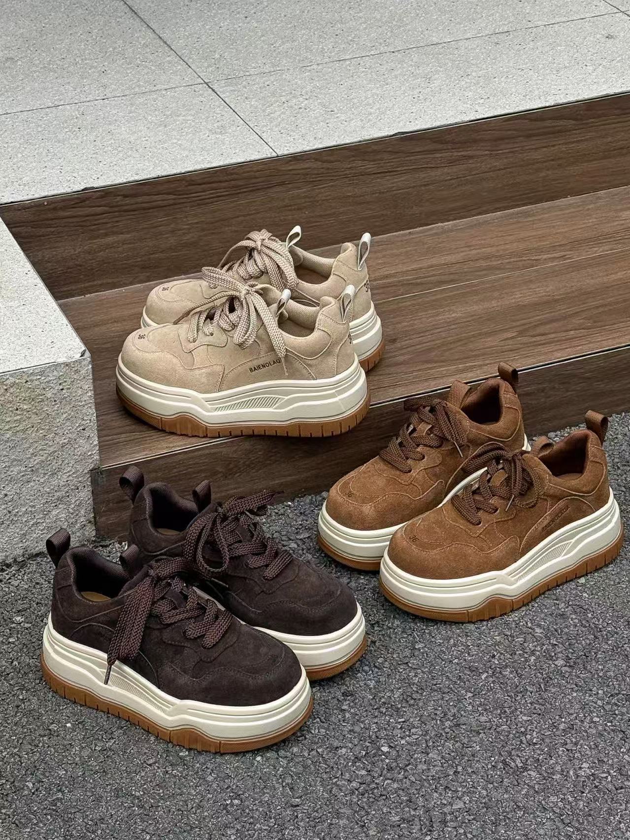 6cm matte leather muffin platform shoes women's autumn new versatile casual shoe trend