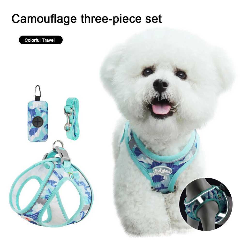 Pet Harness and Leash Set Adjustable Soft Mesh for Small Medium Dogs Cats Fashion Breathable Strips Puppy Kitten Walking Gear J251129