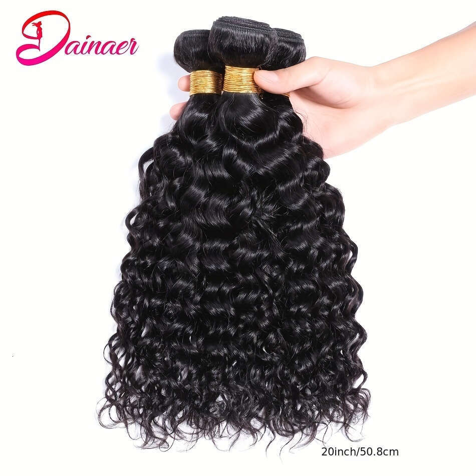 12A Indian Water Wave 5X5 Lace 3 Deep Curl Wet And Wavy Bundles With Closure Remy Human Hair Extensions