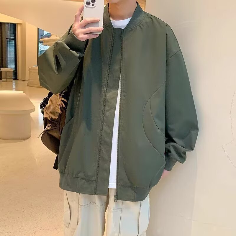Designer Coat American Style Cool Baseball Collar Workwear Jacket Men Spring Autumn 2025 New Trendy Loose Casual Bomber Jacket