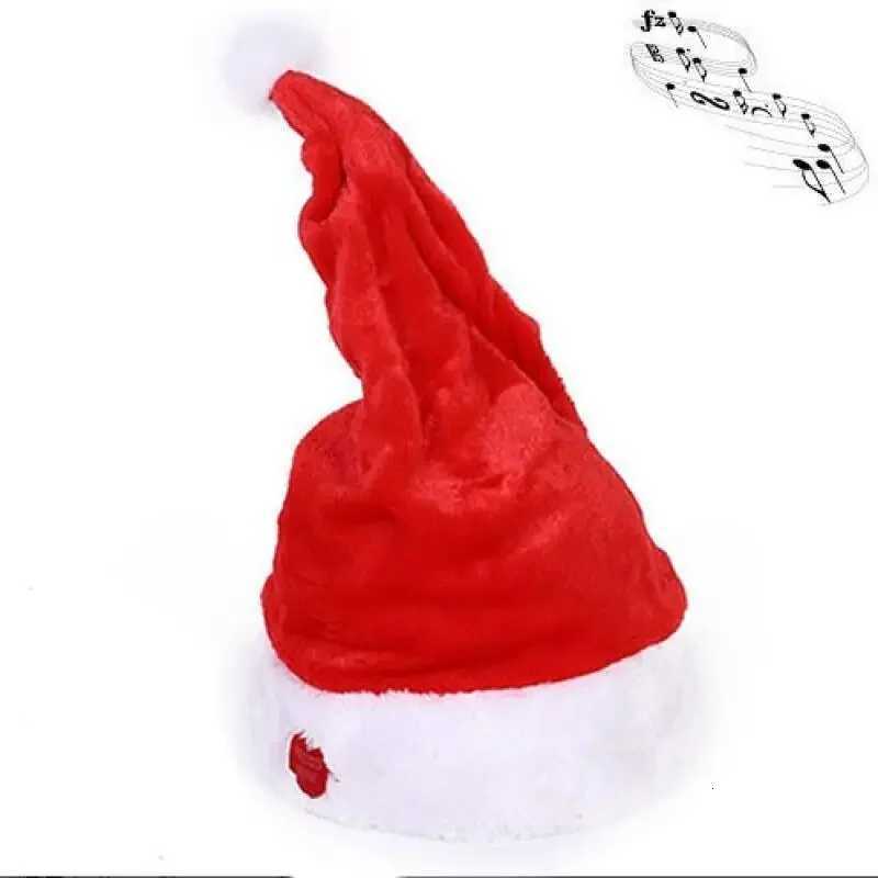 Christmas Santa Hat Singing Dancing Moving Electric Patchwork Hat Funny Toy Party Winter Warm Musical Dance Xmas Hat Gifts C251030