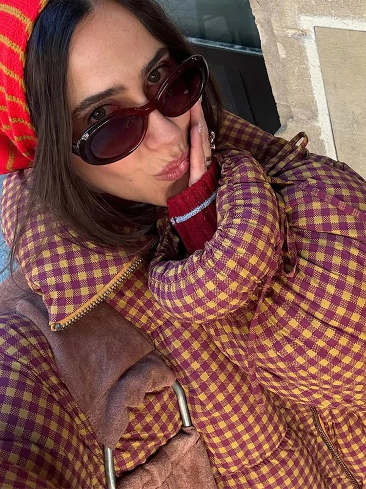 Casual Stripe Thicken Cotton Jackets Womens Loose Stand Collar Zipper Coats With Pockets 2025 Autumn Winter Ladies Outwear 251030