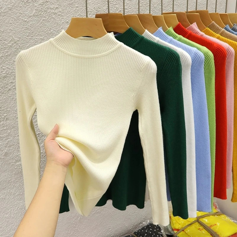 Turtleneck Women Sweater Autumn Winter Solid Pullover Female Casual Knitwear Clothing Basic Slim Versatile Soft Tops 251028