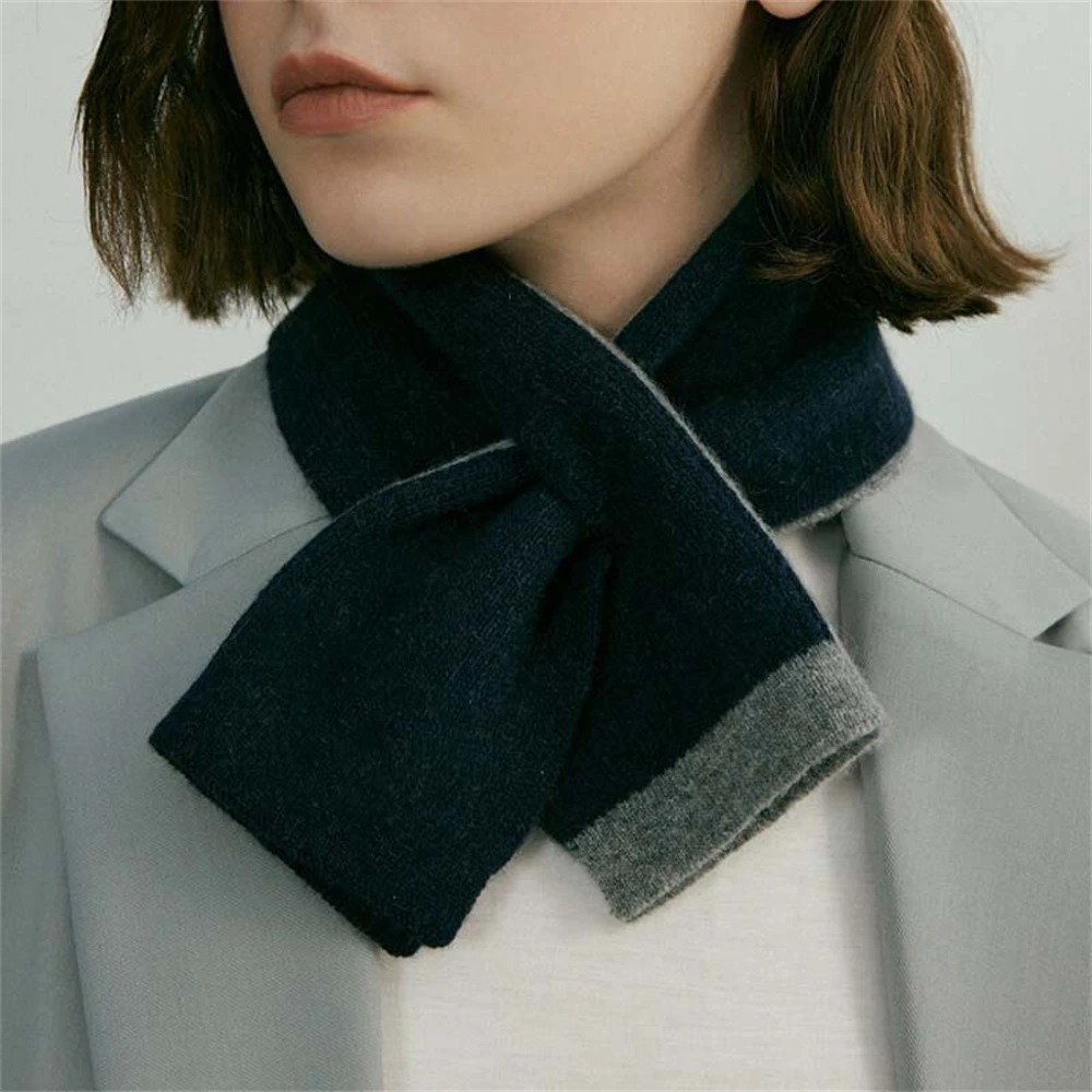 Korean Cross Knitted Scarf Womens Doublesided Neck Wraps Winter Soft Patchwork Scarves Lady Bufandas Muffler Foulard Christmas 251023