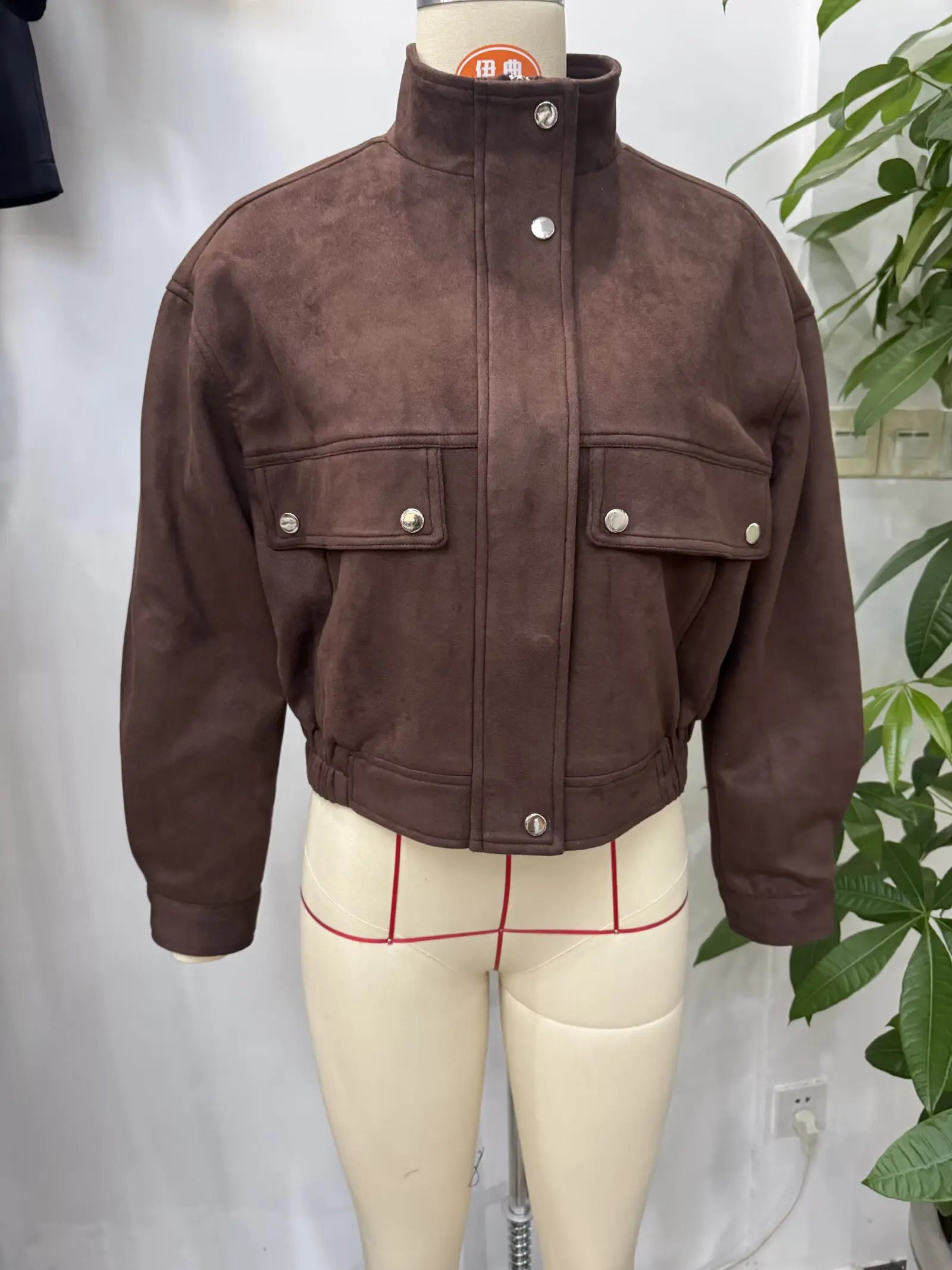 European and American style 2025 autumn suede retro fashion stand collar versatile jacket 251015