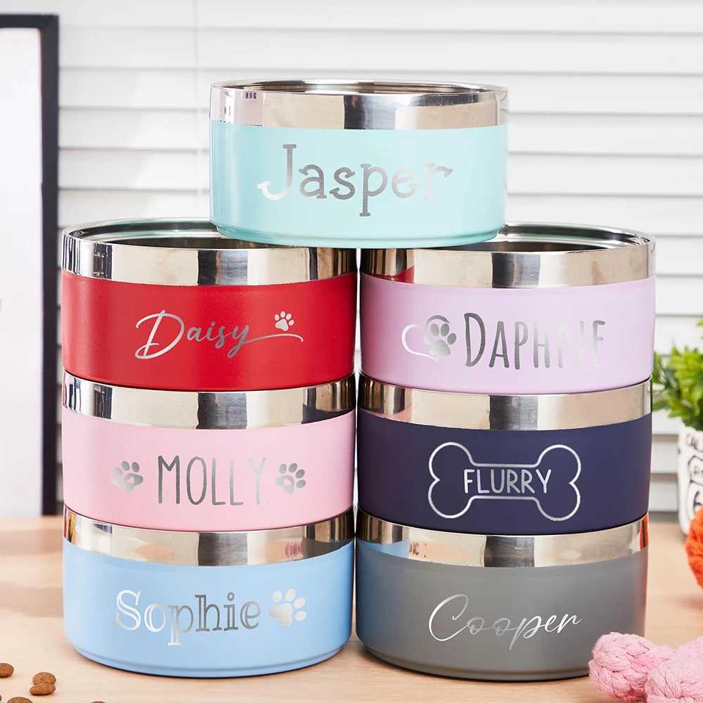 Custom Stainless Steel Dog Cat Bowl Double Vacuum Feeding Pet Bowl Large Capacity Dog Food Water Bowl Dog Accessories Puppy J251113