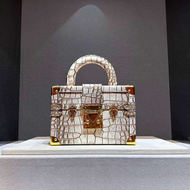 Designer Bags Brand Hand-Held Stone Pattern Box Colorful Coral Crocodile Leather Bag For Women Sac Main Femme Hot Selling