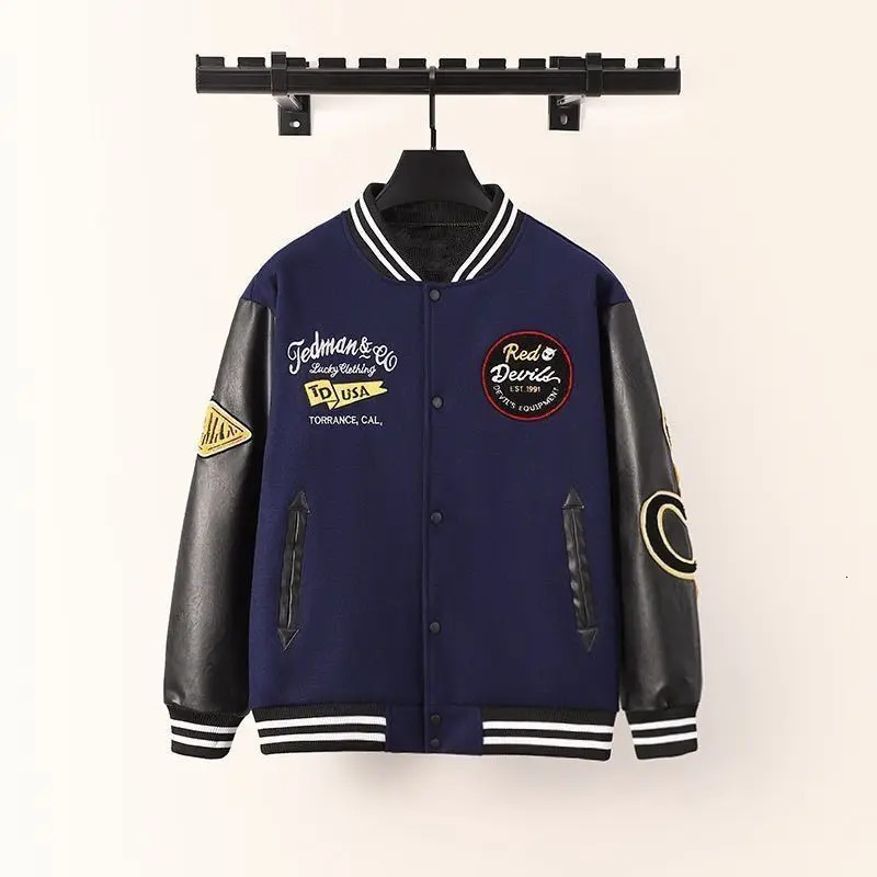 Y2K Streetwear Bomber Varsity Jacket Men Women Autumn Vintage Premium Patchwork PU Leather Sleeve Hip Hop Casual Baseball Coat 251028