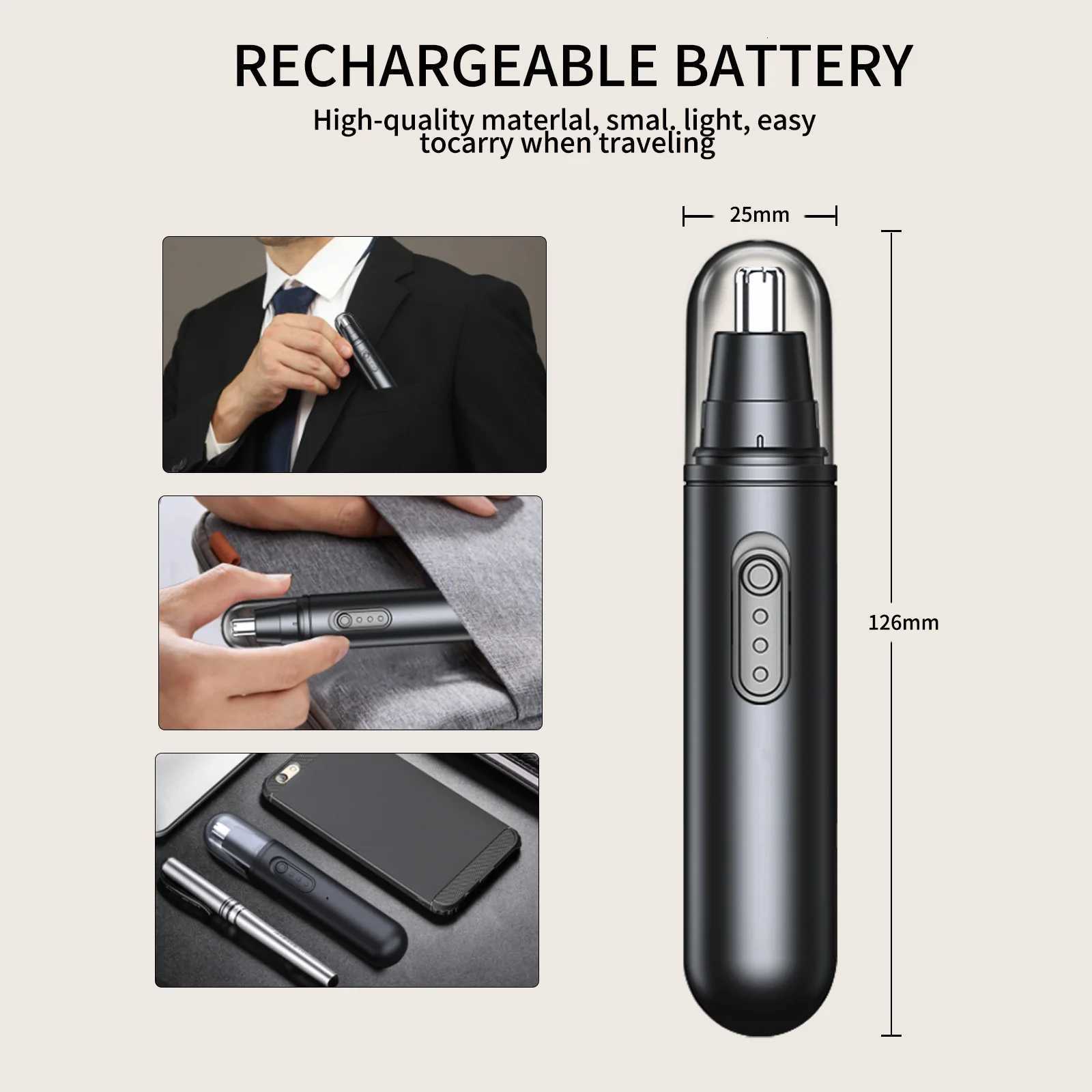 Electric Nose Hair Trimmer Portable Nose Ears Hair Eyebrow Trimmer for Men Rechargeable Painless Clipper M251030