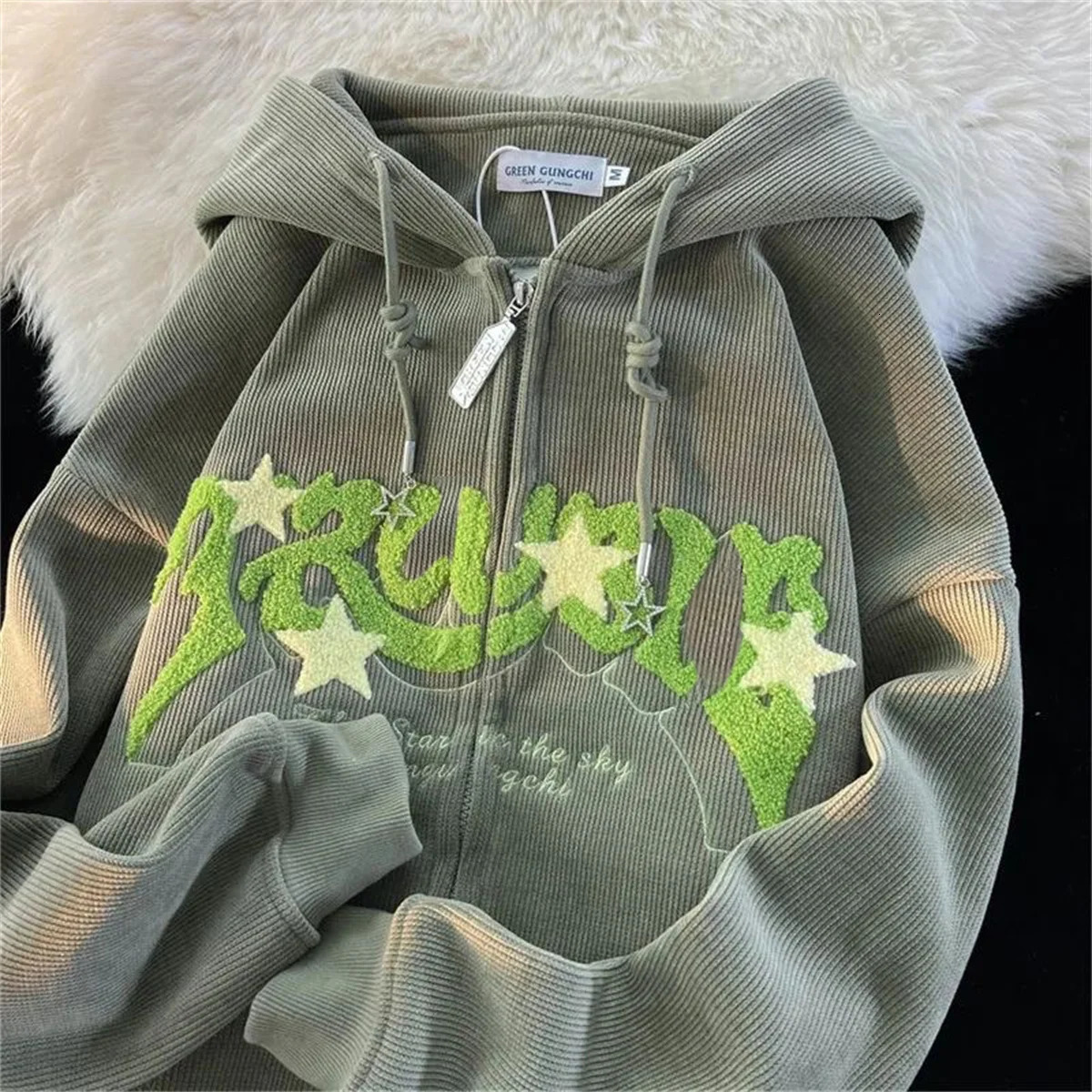 Fashion Embroidery Zip Up Hoodies Women Autumn Long Sleeve Tops Loose Hood Shirt Harajuku Y2K Clothes Female Sweatshirt Jacket 251030