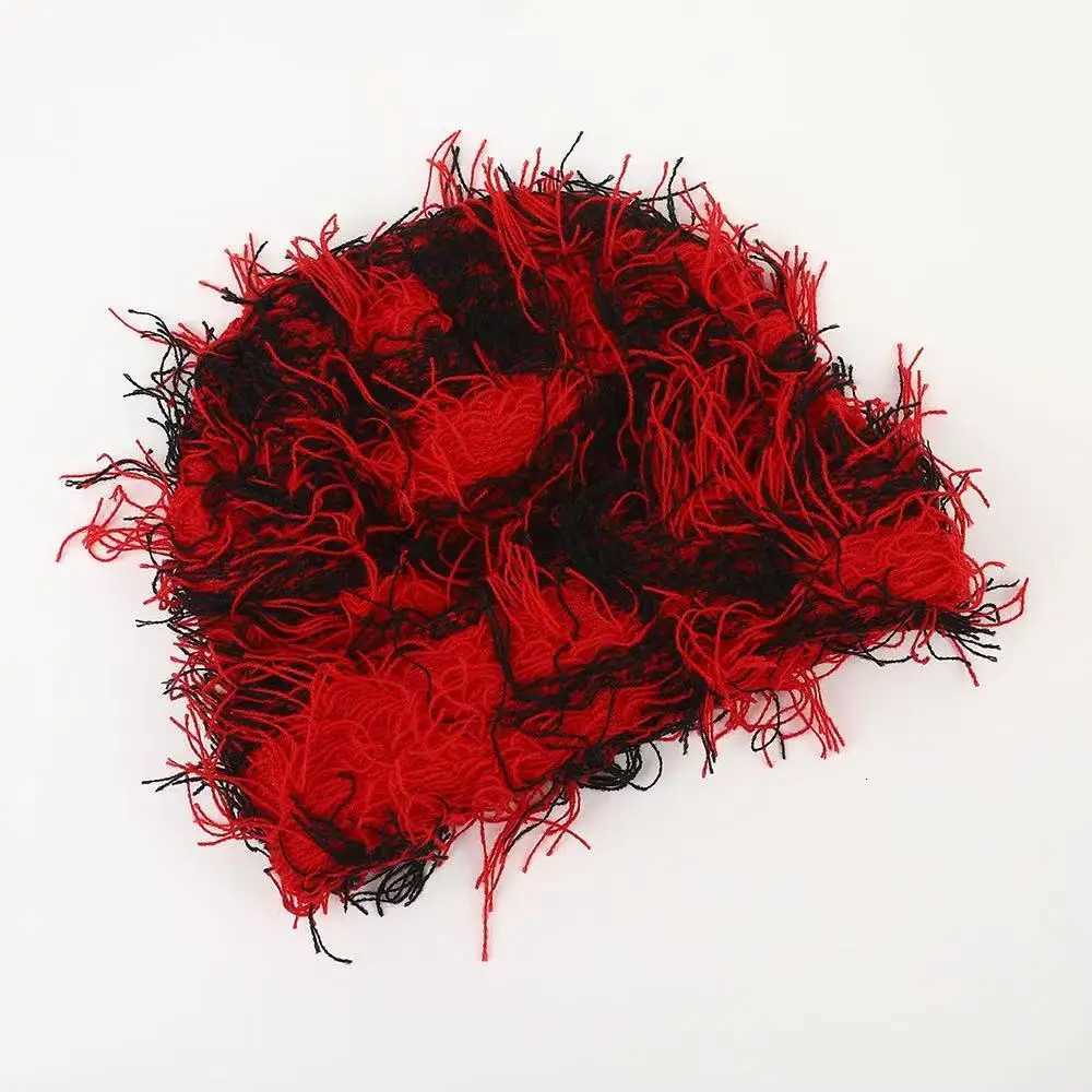 Balaclava Beanies Men Funny Hat Outdoor Camouflage Plush Fuzzy Distressed Knitted Hat Ski Mask Beanie Fashion Street Hip Hop CapXJ251030