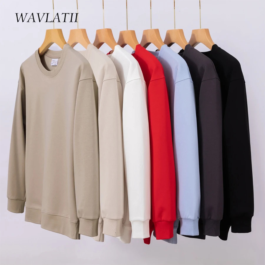 WAVLATII Women Simple Style Khaki Sweatshirt Female Fashion Streetwear Soild Oneck Hoodie Casual White Tops for Autumn 251030