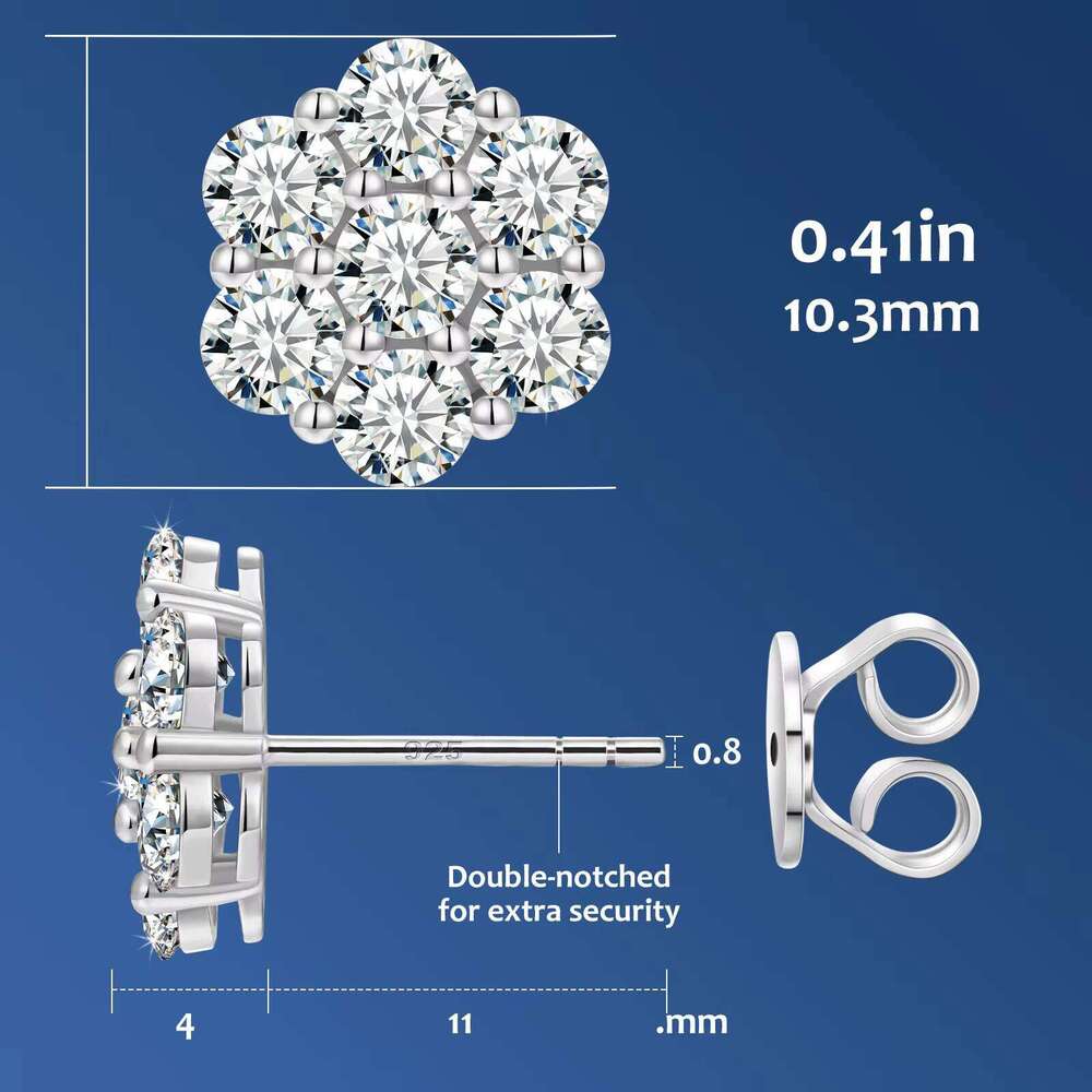 New hip-hop designer new diamond 925 sterling silver VVS ice out Moisanite earrings a gift for a man's daughter