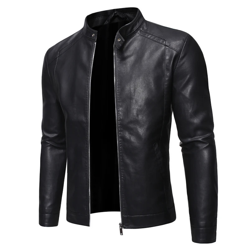 TRAF Coat Men Spring And Autumn Mens Leather Jacket Mens Korean Version SlimFit Plus Fleece Trend Clothes 251023