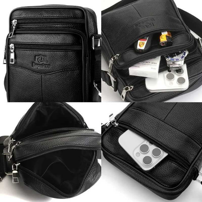 Mens Vertical Style Crossbody Bag Fi Premium Genuine Leather Single Shoder Bag 8Inch Laptop Bag Y251011