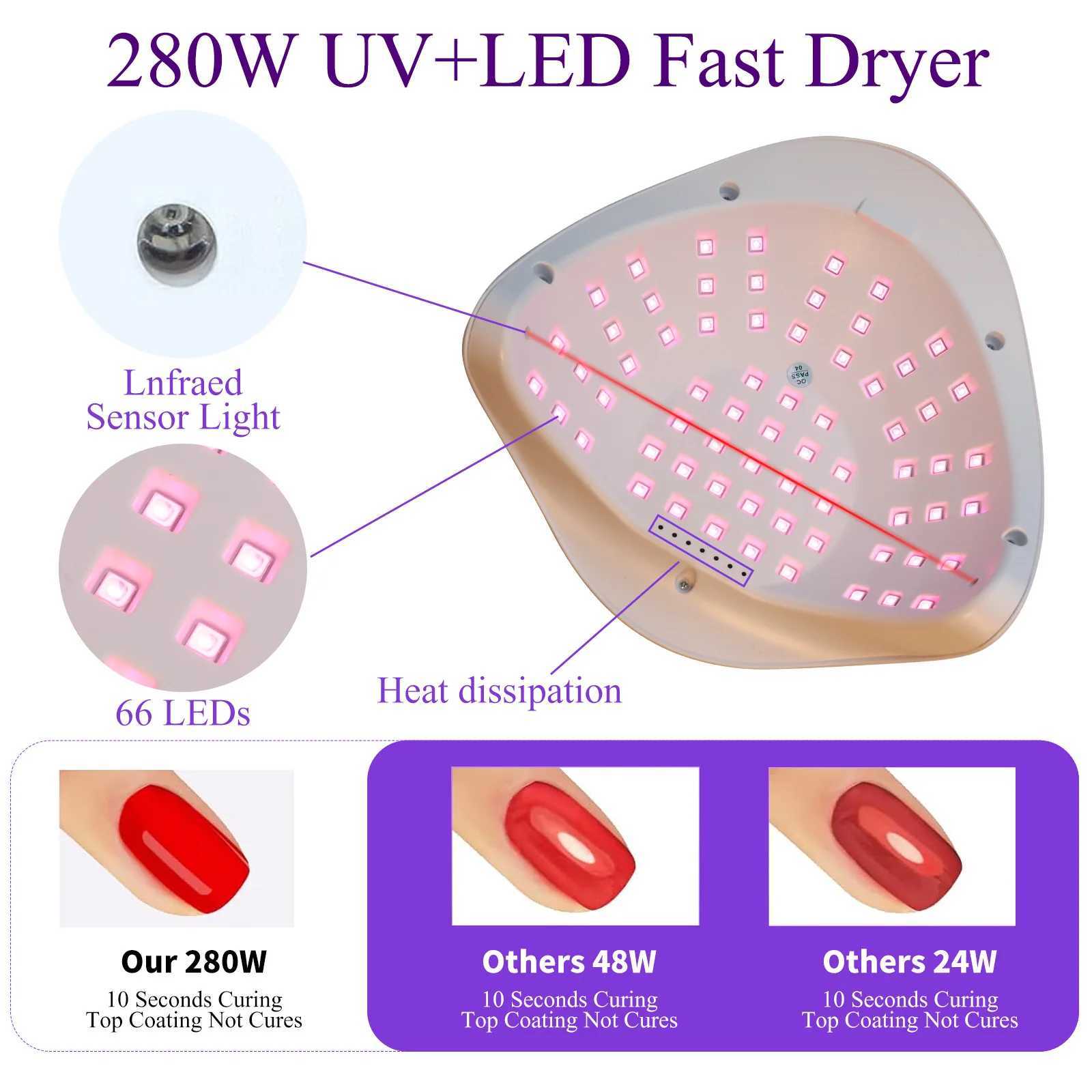X15 MAX HighPower Nail Drying Lamp For Gel Nails 280W 66LEDS Gel Polish Drying Machine With Auto Sensor UV LED Nail Lamp L251030