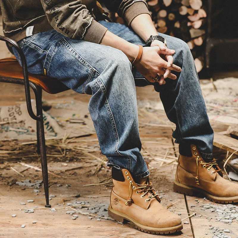 American Retro Jeans Men Autumn High StreetinsTrendy Cargo Pants Men Loose Fit Plus Size Straight WideLeg Pants J251030