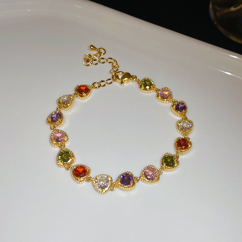 Bracelet for women Luxurious diamond studded colored zircon bracelet fashionable niche high-end feel bracelet Christmas gift free shipping Designer br