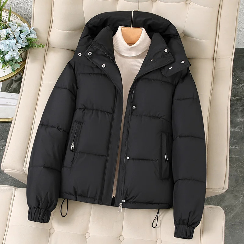 2025 Fashion Short Casual Down Cotton Jacket Women Parkas Hooded Korean Style Winter Cotton Clothing Female Coat Outerwear 251030