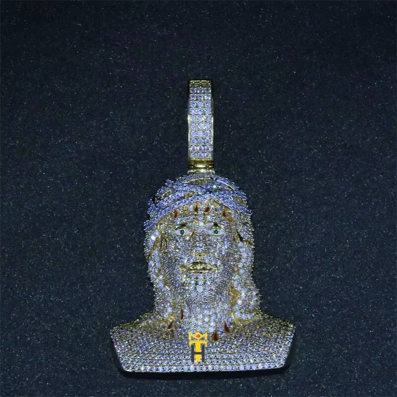 925 Chain New Full Diamond Portrait Hip Hop Men Jesus Piece Pendant