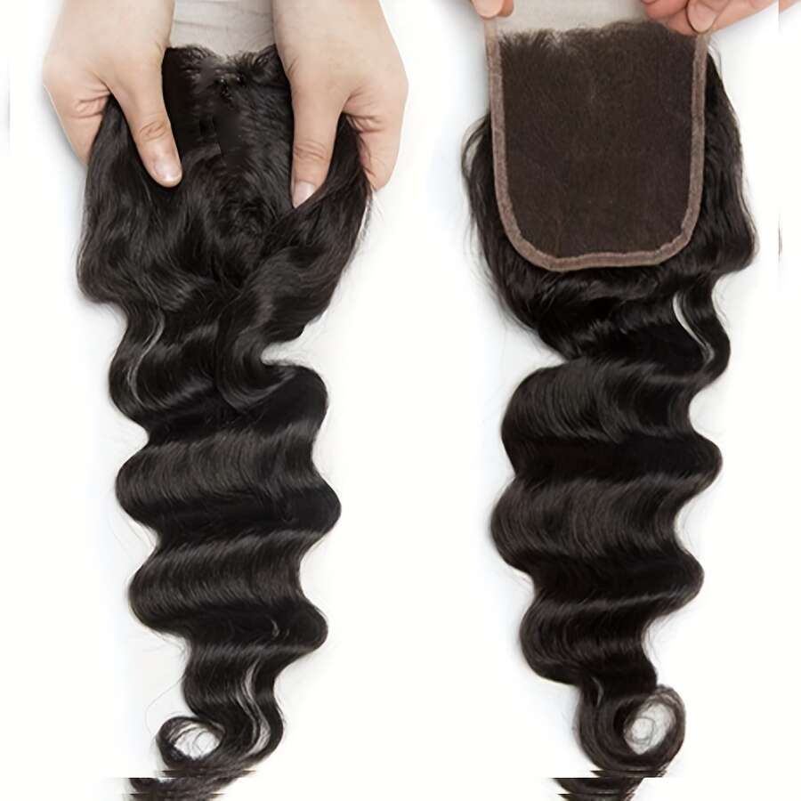 3 Bundles Peruvian Virgin Human Hair Extensions - Loose Wave 4X4 Closure, Natural Look & Durable For Women Of All Ethnicities