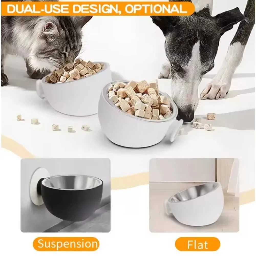 1 Pcs Wall Mount Stainless Steel Dog Bowls Anti Spill Pet Food Dishes Elevated Cat Bowl Dishwasher Safe Rustproof J251113