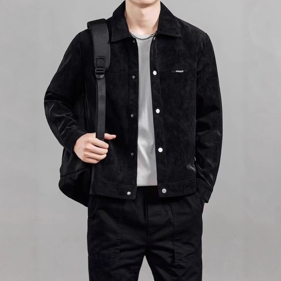 Spring And Autumn New Trendy Brand Cool High-end Suede Jacket Men's Casual Designer Jacket Slim Fit Versatile Turn-down Collar American Style Jac